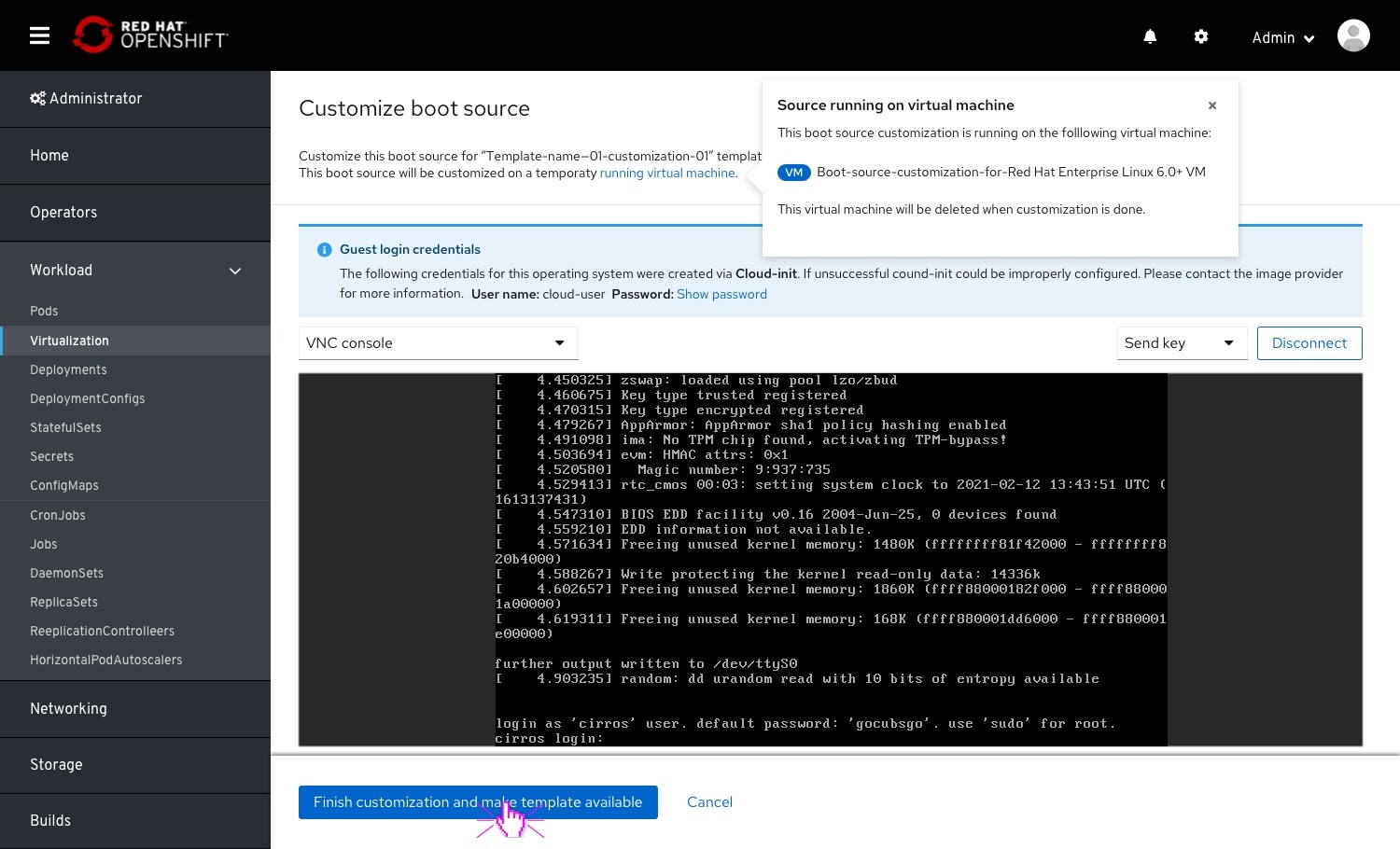 Customizing Boot Source Images for Virtual Machine Templates in